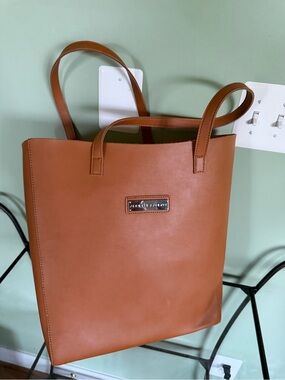 Adrienne Landau Cognac Brown Tote - Smooth Faux Leather